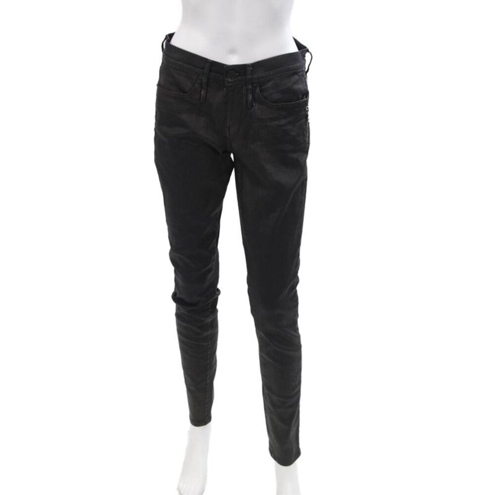 Calvin Rucker Womens Cotton Zippered Mid-Rise Skinny Pants Black Size 28